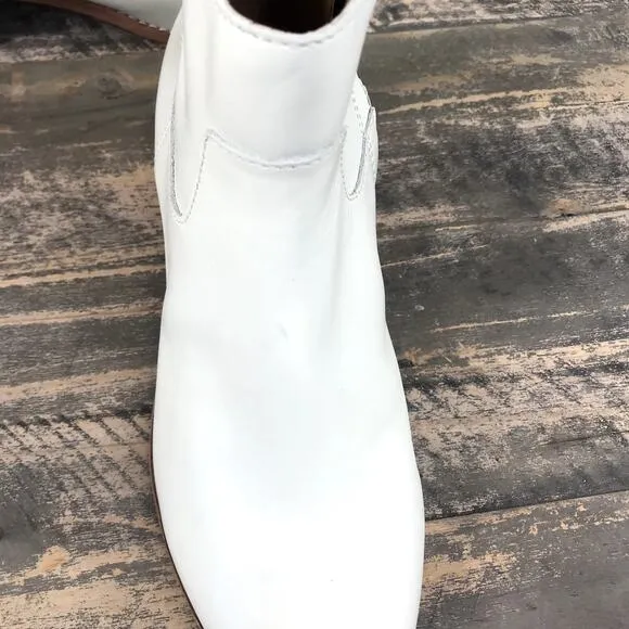 MADEWELL Charley Leather Boot Women Sz 9 Cream Cowgirl Cottage Romantic Western