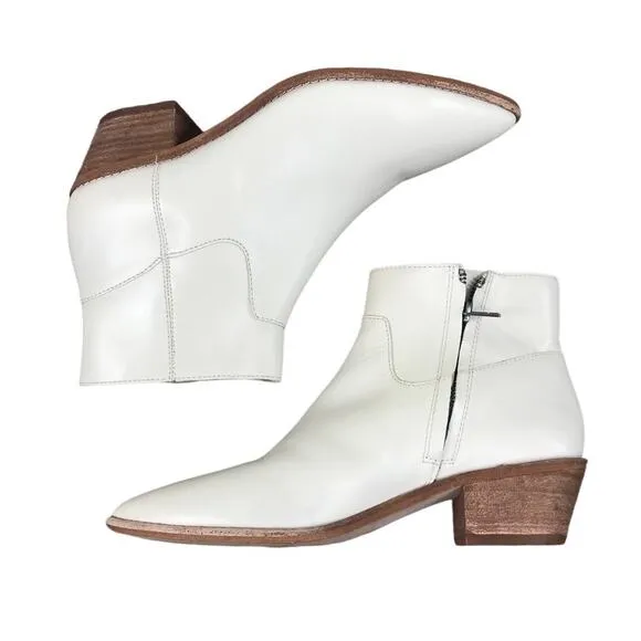 MADEWELL Charley Leather Boot Women Sz 9 Cream Cowgirl Cottage Romantic Western