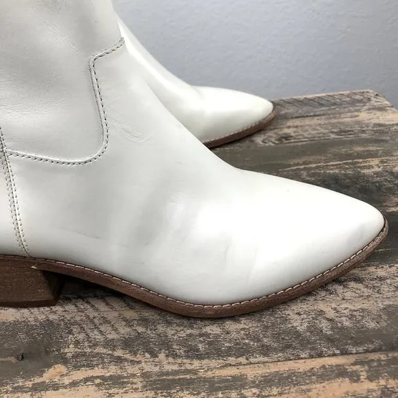 MADEWELL Charley Leather Boot Women Sz 9 Cream Cowgirl Cottage Romantic Western