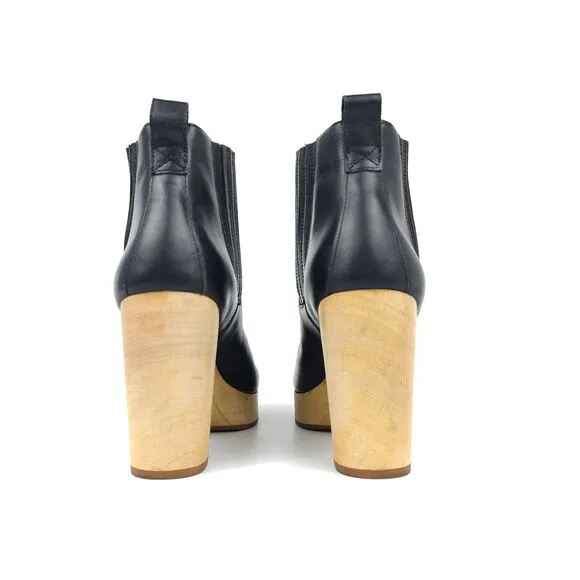 MADEWELL Marco Clog Wooden Platform Chelsea Boots Minimal Boho Black Leather 8