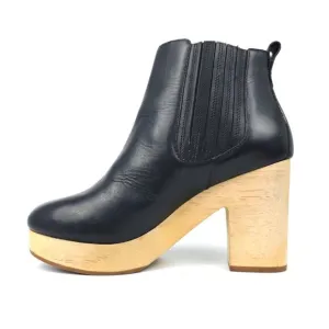 MADEWELL Marco Clog Wooden Platform Chelsea Boots Minimal Boho Black Leather 8