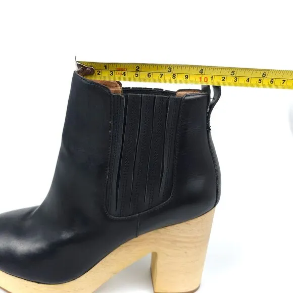 MADEWELL Marco Clog Wooden Platform Chelsea Boots Minimal Boho Black Leather 8