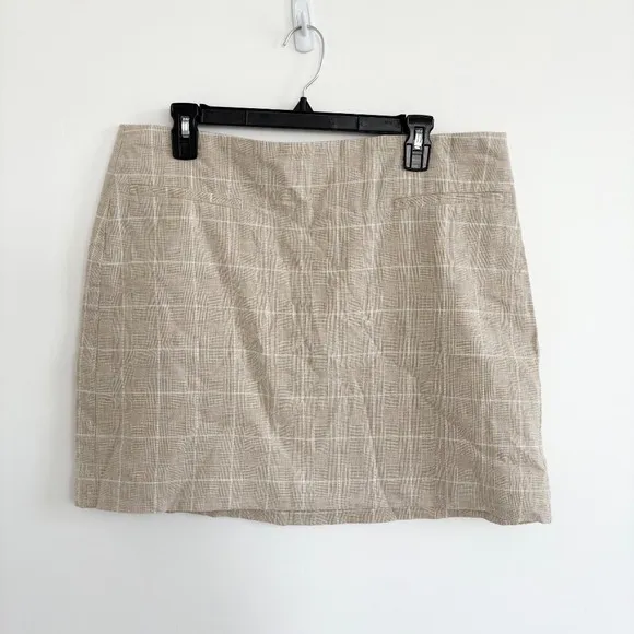 Madewell Plaid Mini Skirt Tan Beige Career Casual Lined Size 14