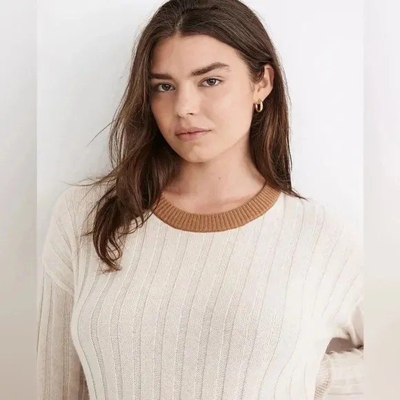 Madewell (Re)sourced Ribbed Midi Sweater Dress Small Alpaca Wool Color block S
