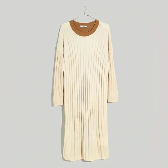 Madewell (Re)sourced Ribbed Midi Sweater Dress Small Alpaca Wool Color block S