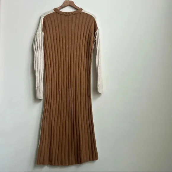 Madewell (Re)sourced Ribbed Midi Sweater Dress Small Alpaca Wool Color block S
