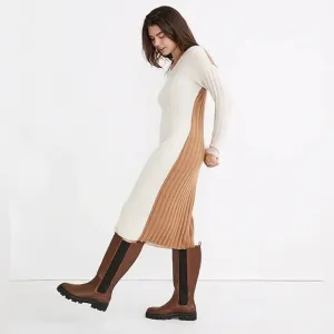 Madewell (Re)sourced Ribbed Midi Sweater Dress Small Alpaca Wool Color block S