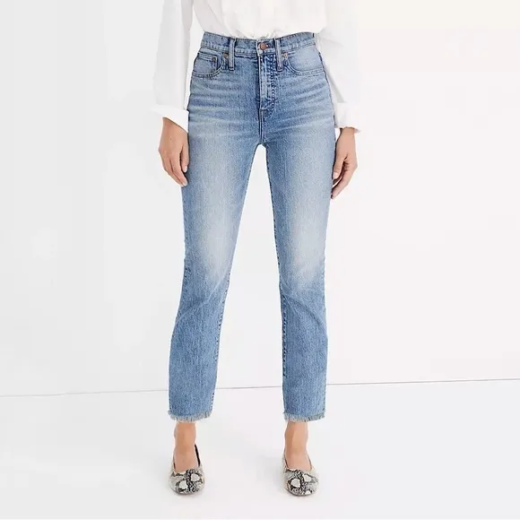 Madewell The Tall Perfect Vintage Crop High Rise Fray Hem Jean Ainsworth Wash 37