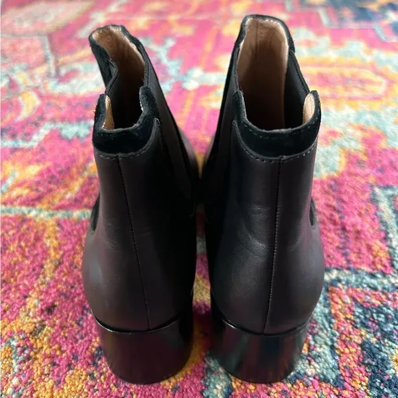 Madewell | Women’s black leather/suede pull on ankle boots, black heels, size 8