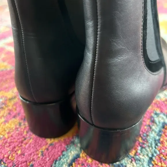 Madewell | Women’s black leather/suede pull on ankle boots, black heels, size 8