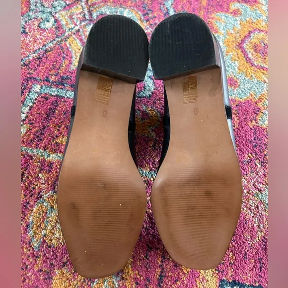 Madewell | Women’s black leather/suede pull on ankle boots, black heels, size 8