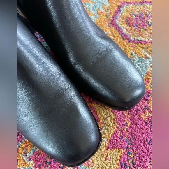 Madewell | Women’s black leather/suede pull on ankle boots, black heels, size 8
