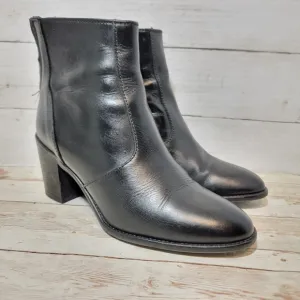 Madewell  Womens Leather Booties Ankle Boots Heels Back Zip B2061 Black Sz 7.5