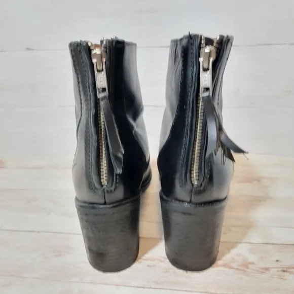 Madewell  Womens Leather Booties Ankle Boots Heels Back Zip B2061 Black Sz 7.5