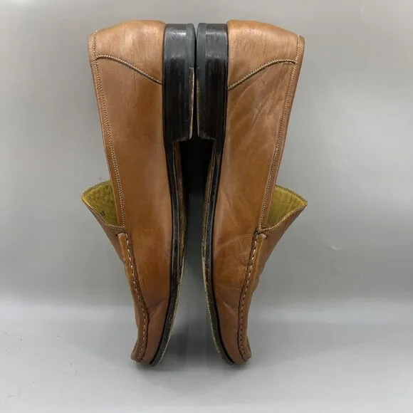 Magnanni Apron Loafers Men Size 13 M Brown Genuine Leather Slip On Casual Shoes