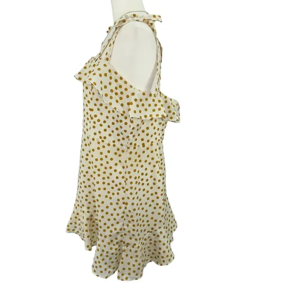 Majorelle Cream and Gold Polk-Dot Ruffle Dress B5