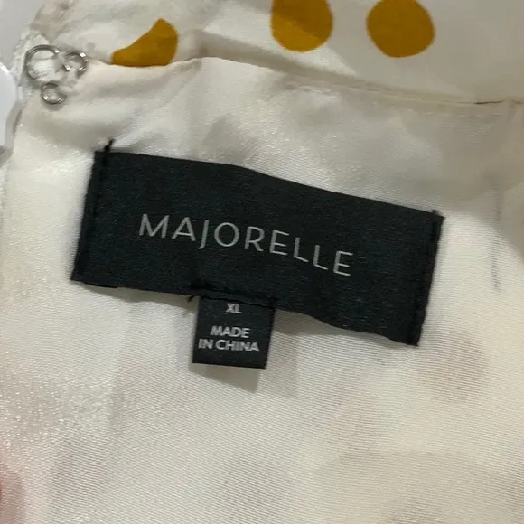 Majorelle Cream and Gold Polk-Dot Ruffle Dress B5