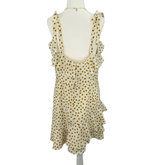Majorelle Cream and Gold Polk-Dot Ruffle Dress B5