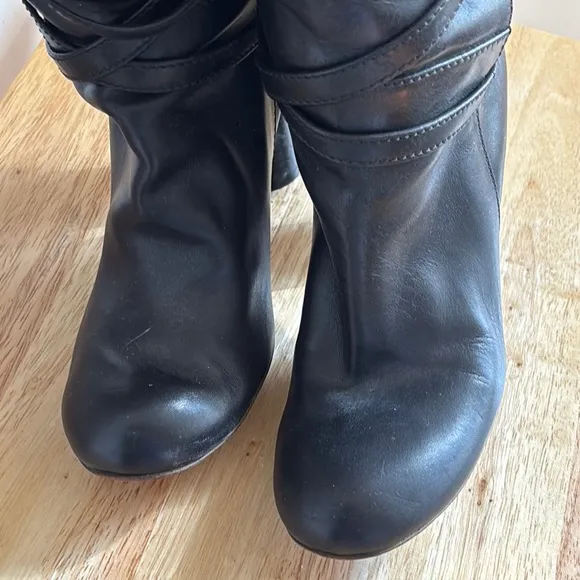 MALANDRINO Italian Boulogne Vachetta luxury leather black tall boots size 39