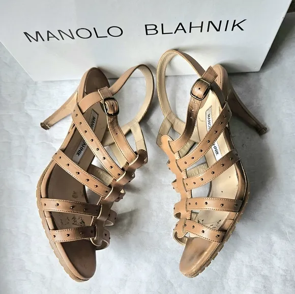Manolo Blahnik gladiator stud leather sandals