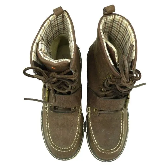 Marc Ecko Blackwelder Boots Brown Leather Men's Size 7 Ankle Boots Buckle Strap
