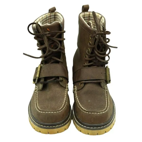 Marc Ecko Blackwelder Boots Brown Leather Men's Size 7 Ankle Boots Buckle Strap