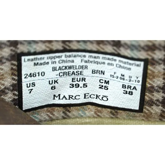 Marc Ecko Blackwelder Boots Brown Leather Men's Size 7 Ankle Boots Buckle Strap