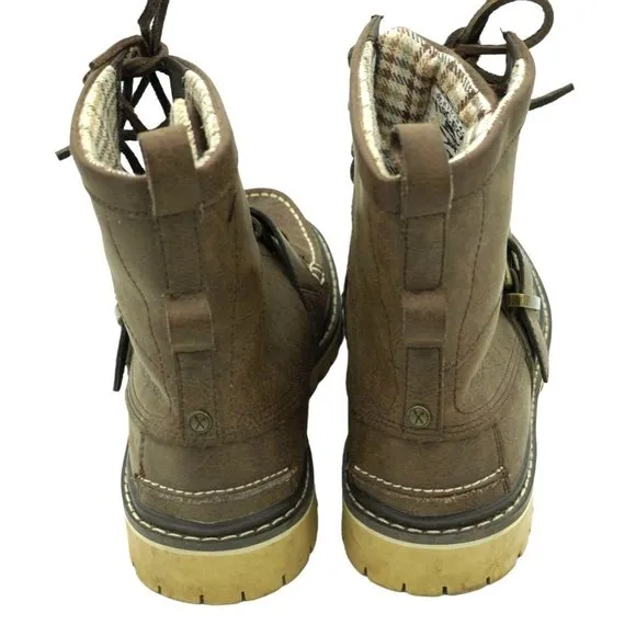 Marc Ecko Blackwelder Boots Brown Leather Men's Size 7 Ankle Boots Buckle Strap