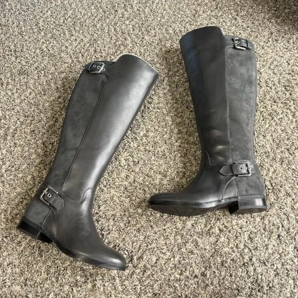Marc Fisher Damsel Gray Suede Leather Tall Riding Boots Knee High Women’s 5 New