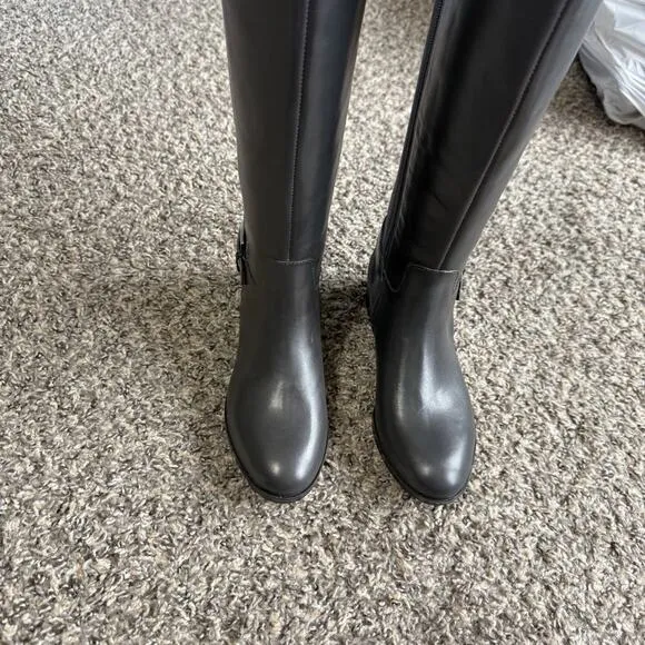 Marc Fisher Damsel Gray Suede Leather Tall Riding Boots Knee High Women’s 5 New