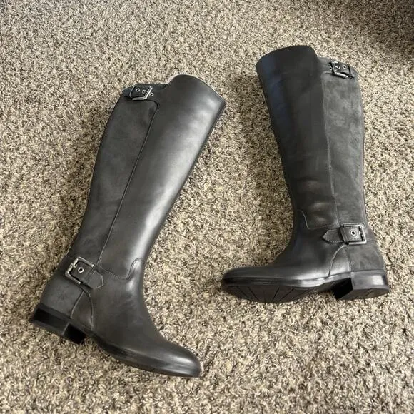 Marc Fisher Damsel Gray Suede Leather Tall Riding Boots Knee High Women’s 5 New