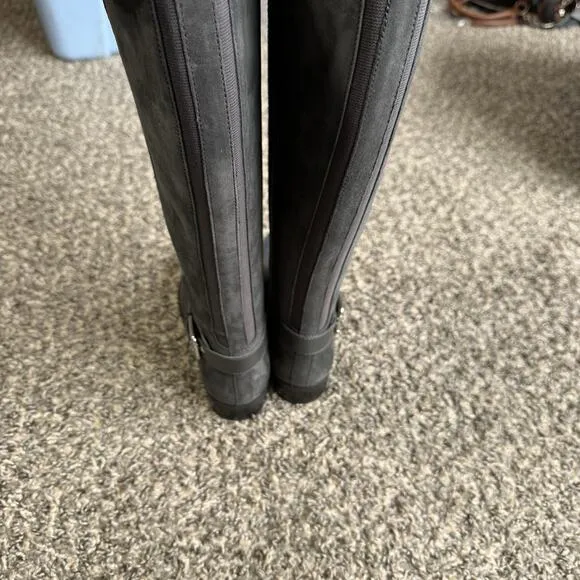 Marc Fisher Damsel Gray Suede Leather Tall Riding Boots Knee High Women’s 5 New