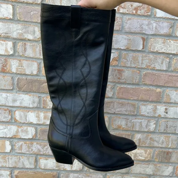 Marc Fisher Edania Embroidered Leather Tall Western Boots
