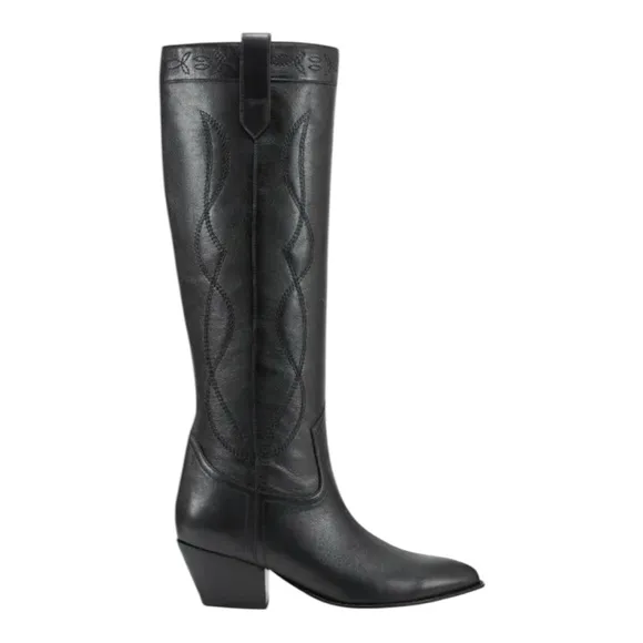 Marc Fisher Edania Embroidered Leather Tall Western Boots