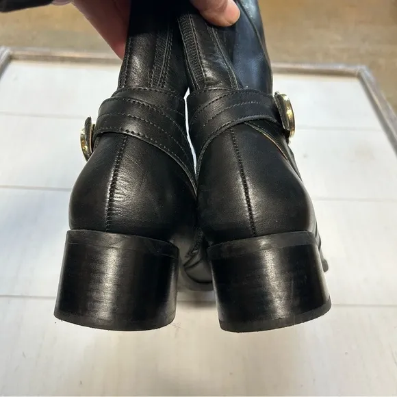 Marc Fisher Hailin Boots 6.5M Womens Leather Tall Shaft  Black Brown EUC