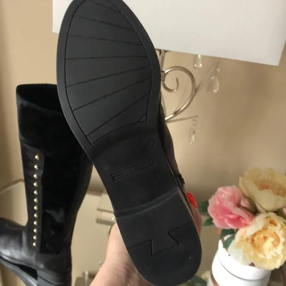 Marc Fisher Leather Medium Calf Tall Shaft Boots - Panya in Black Leather