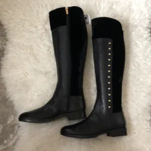 Marc Fisher Leather Medium Calf Tall Shaft Boots - Panya in Black Leather