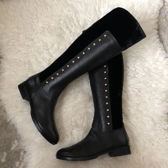 Marc Fisher Leather Medium Calf Tall Shaft Boots - Panya in Black Leather