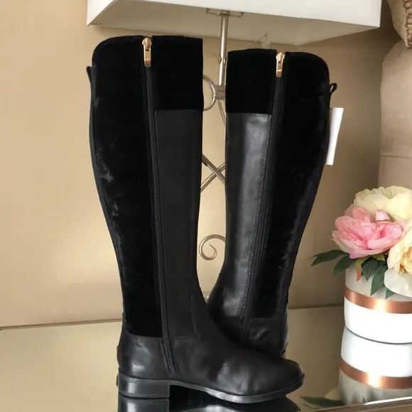 Marc Fisher Leather Medium Calf Tall Shaft Boots - Panya in Black Leather