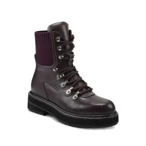 MARC FISHER LTD Womens Black Knit Collar Elwa Round Toe Leather Hiking Boots 6 M