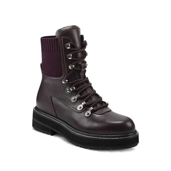 MARC FISHER LTD Womens Black Knit Collar Elwa Round Toe Leather Hiking Boots 6 M