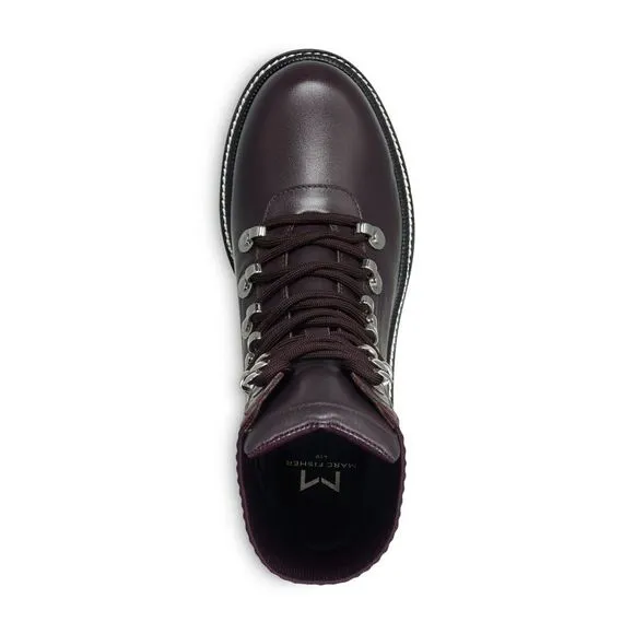 MARC FISHER LTD Womens Black Knit Collar Elwa Round Toe Leather Hiking Boots 6 M