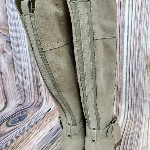 MARC Fisher Taupe Wide Calf Leather Tall Boots