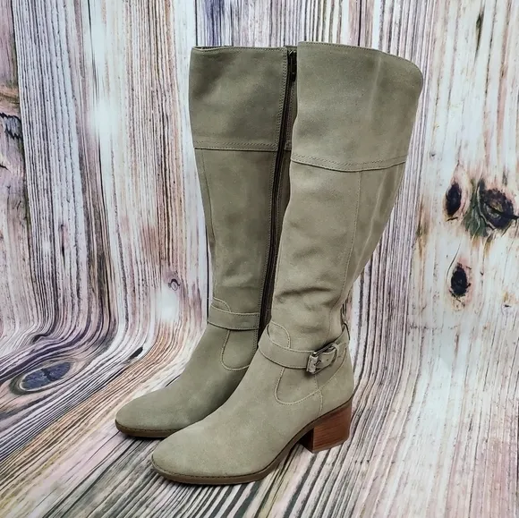 MARC Fisher Taupe Wide Calf Leather Tall Boots