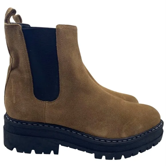 Marc Fisher Womens Shoes Padmia Boots Size 10 Brown Suede Lug Sole Chelsea Ankle