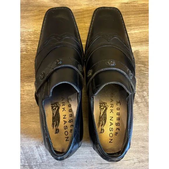 Mark Nason Lounge U Rock Black Leather Studded Mens Loafers Shoes