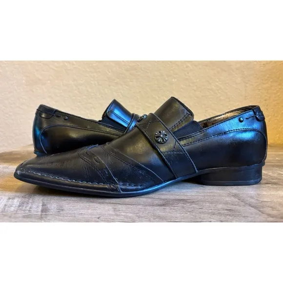 Mark Nason Lounge U Rock Black Leather Studded Mens Loafers Shoes