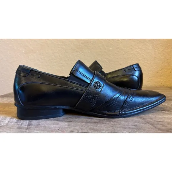 Mark Nason Lounge U Rock Black Leather Studded Mens Loafers Shoes