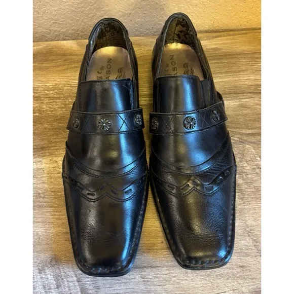 Mark Nason Lounge U Rock Black Leather Studded Mens Loafers Shoes