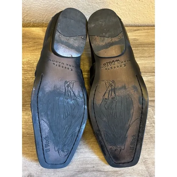 Mark Nason Lounge U Rock Black Leather Studded Mens Loafers Shoes